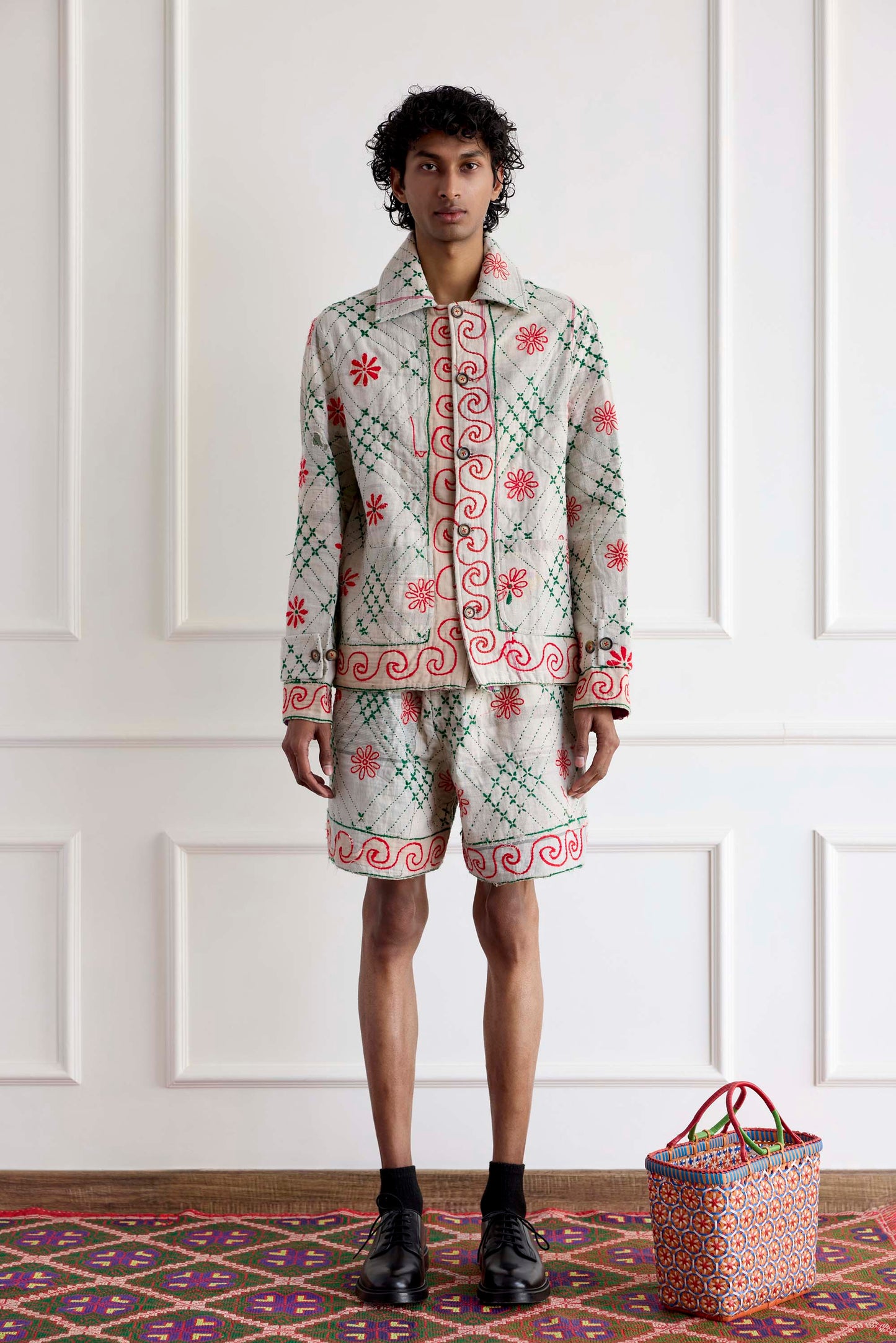 Kantha Embroidered Shorts