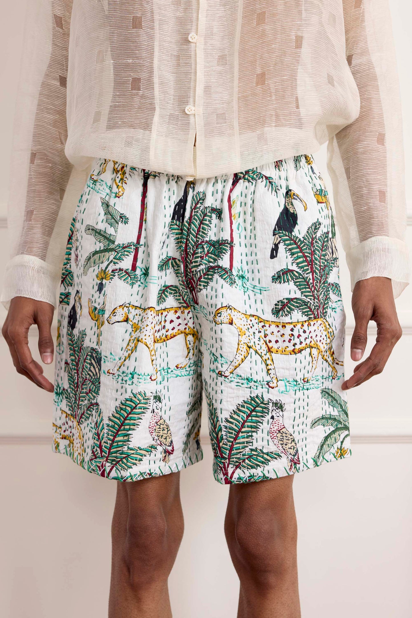 Printed Kantha Shorts