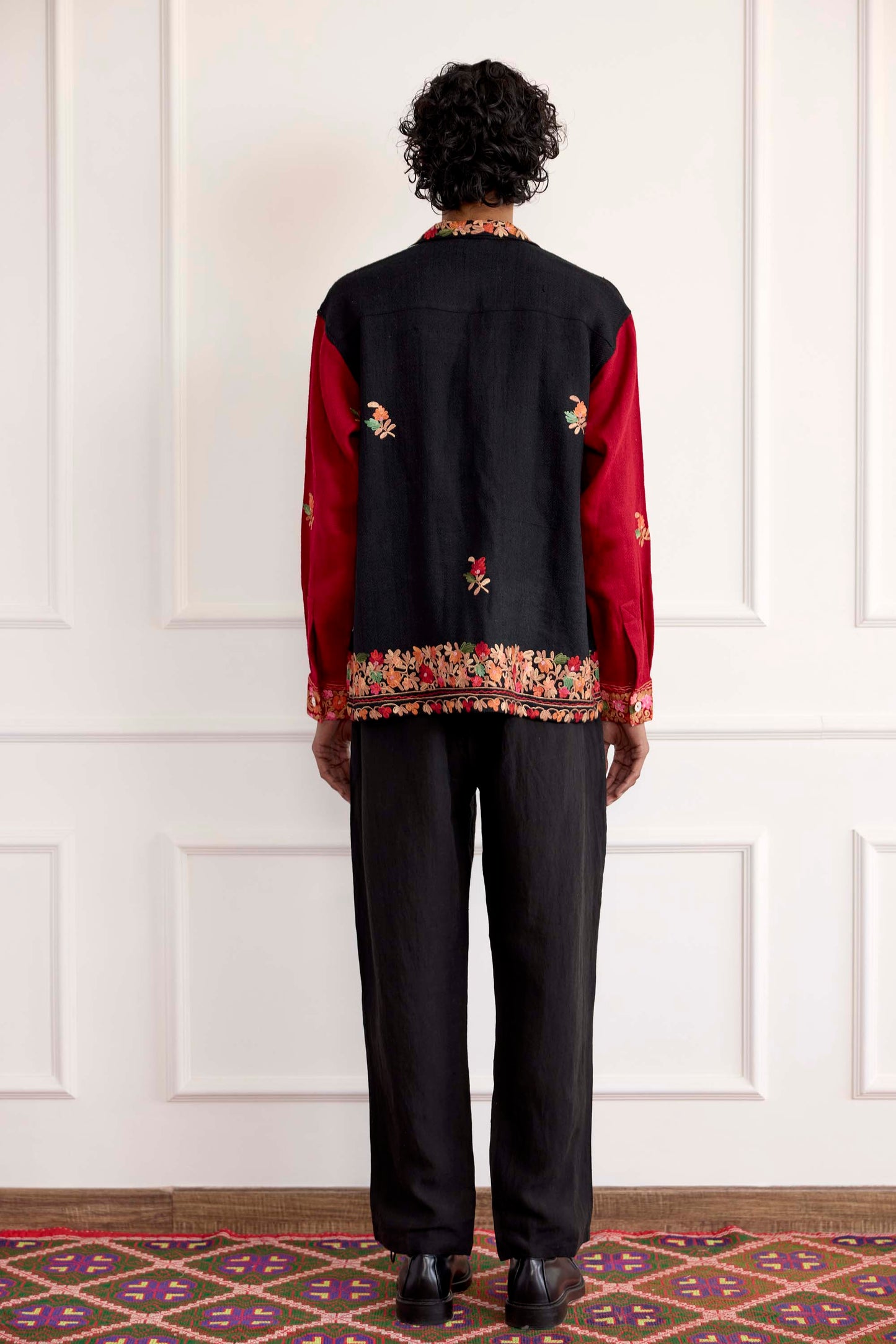 Suzani Embroidered Wool Long Sleeve Shirt