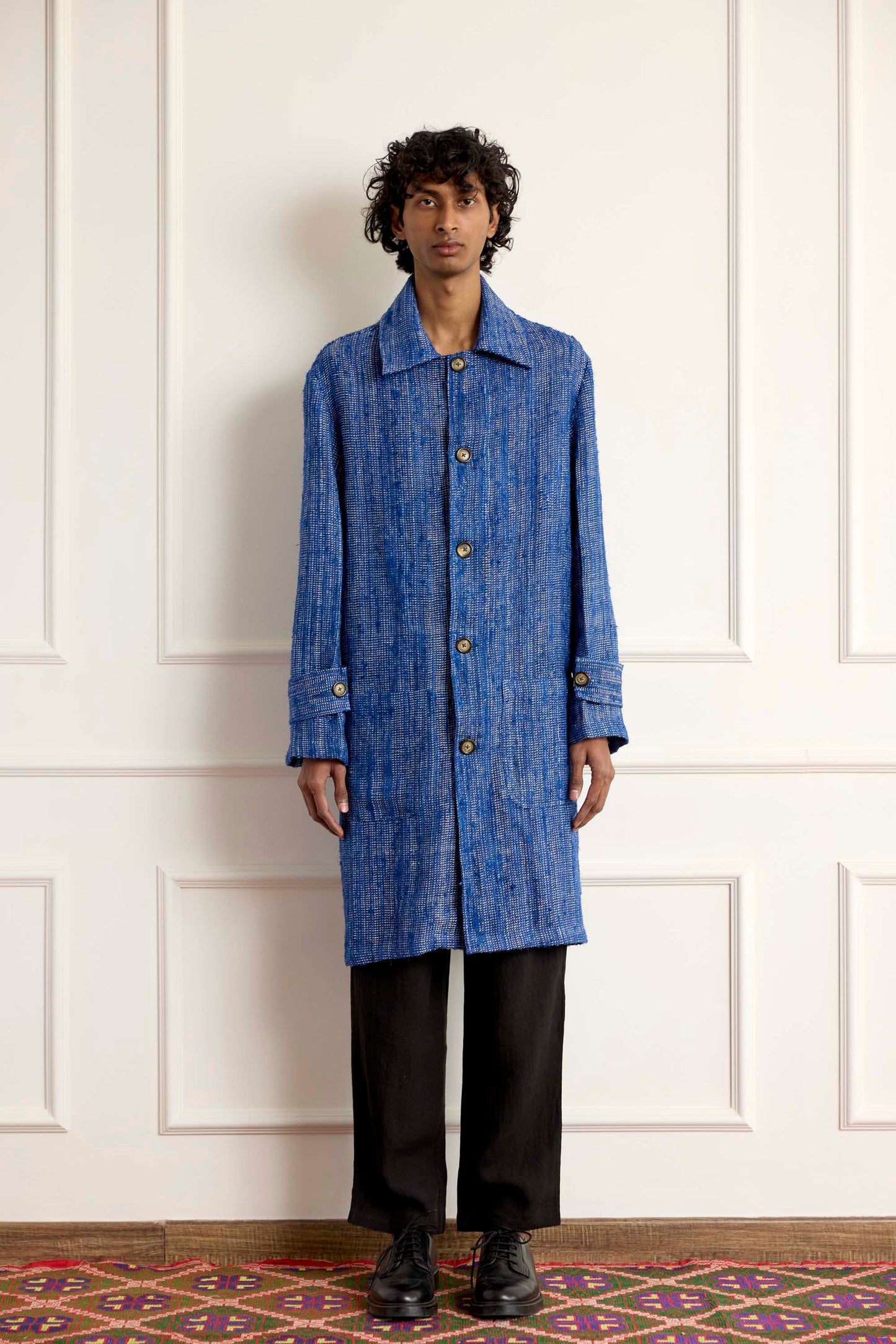 Blue Woven Long Blouson