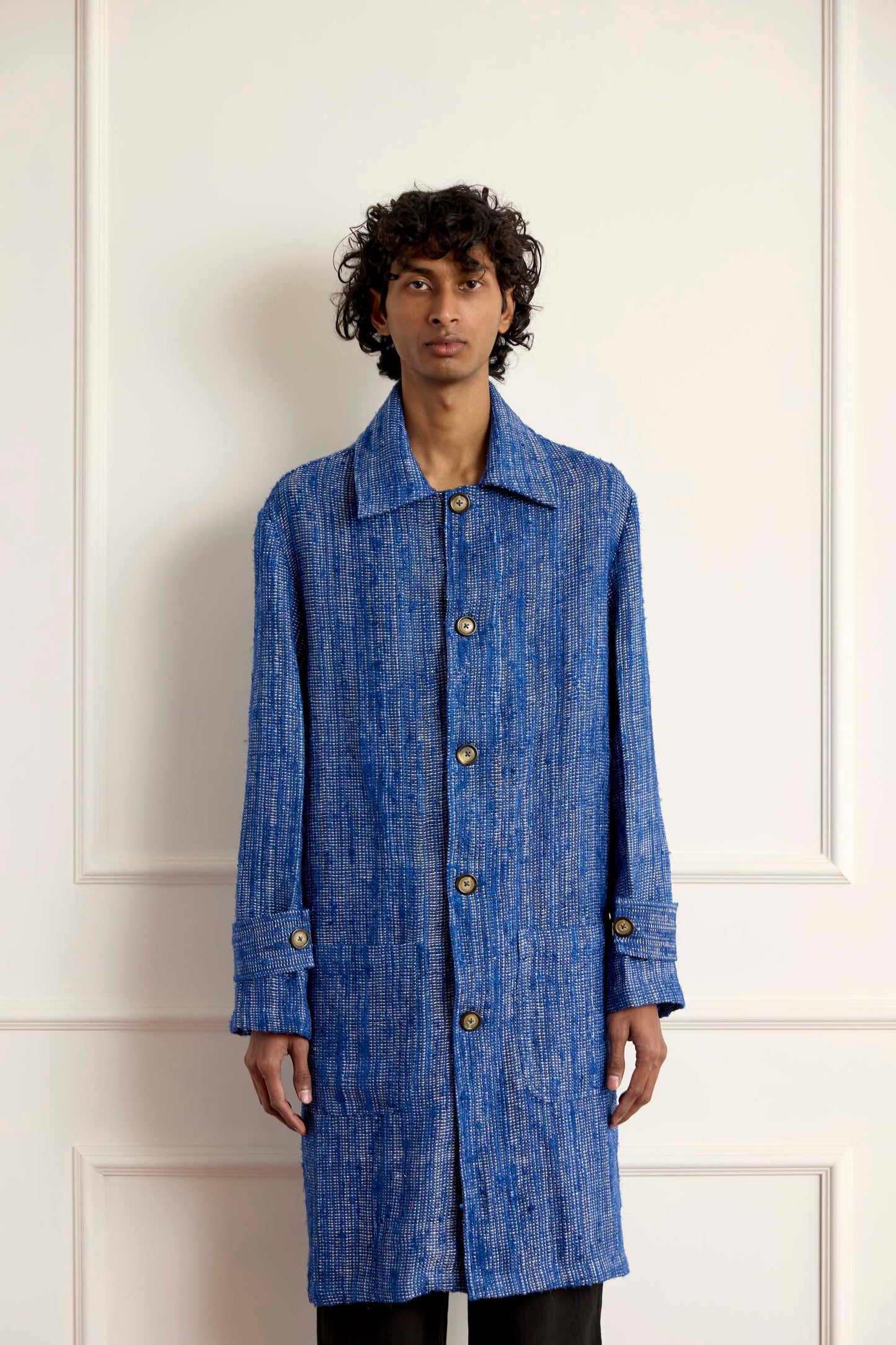 Blue Woven Long Blouson