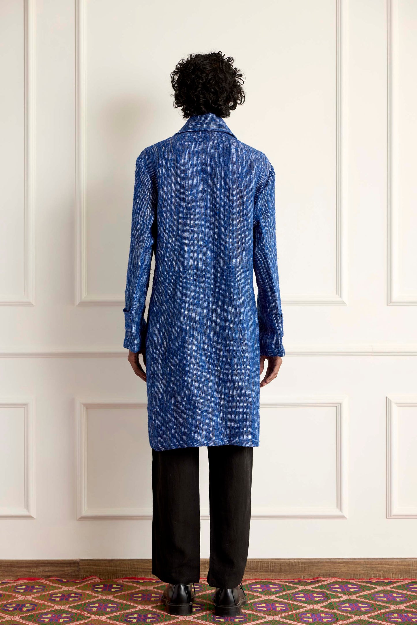 Blue Woven Long Blouson