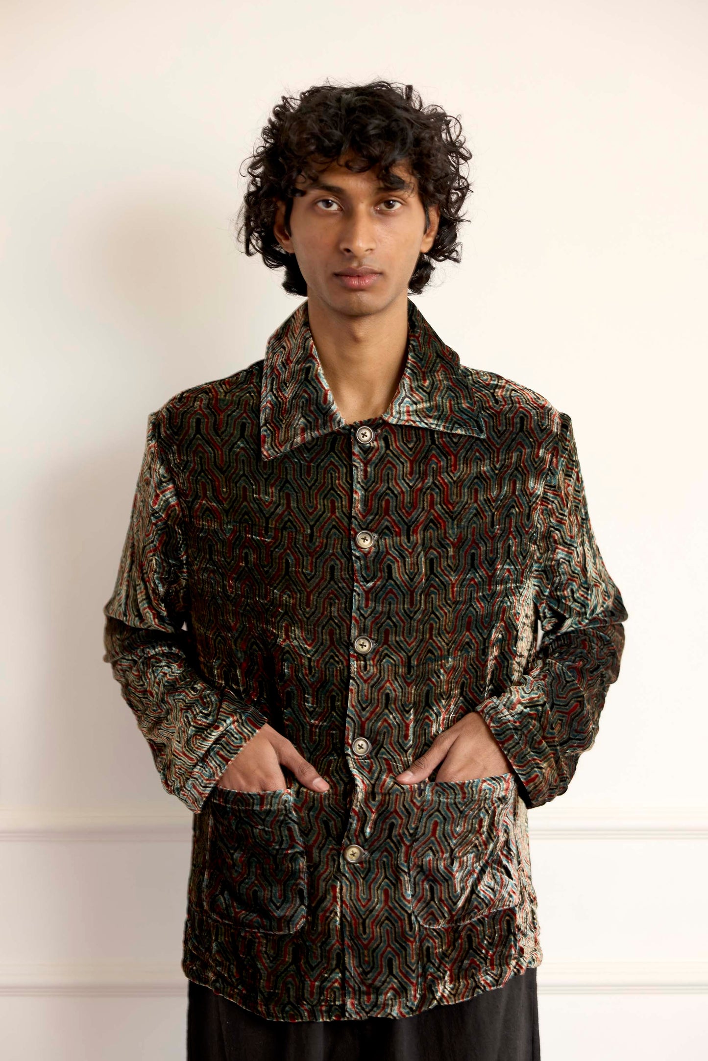 Printed Velvet Silk Blouson