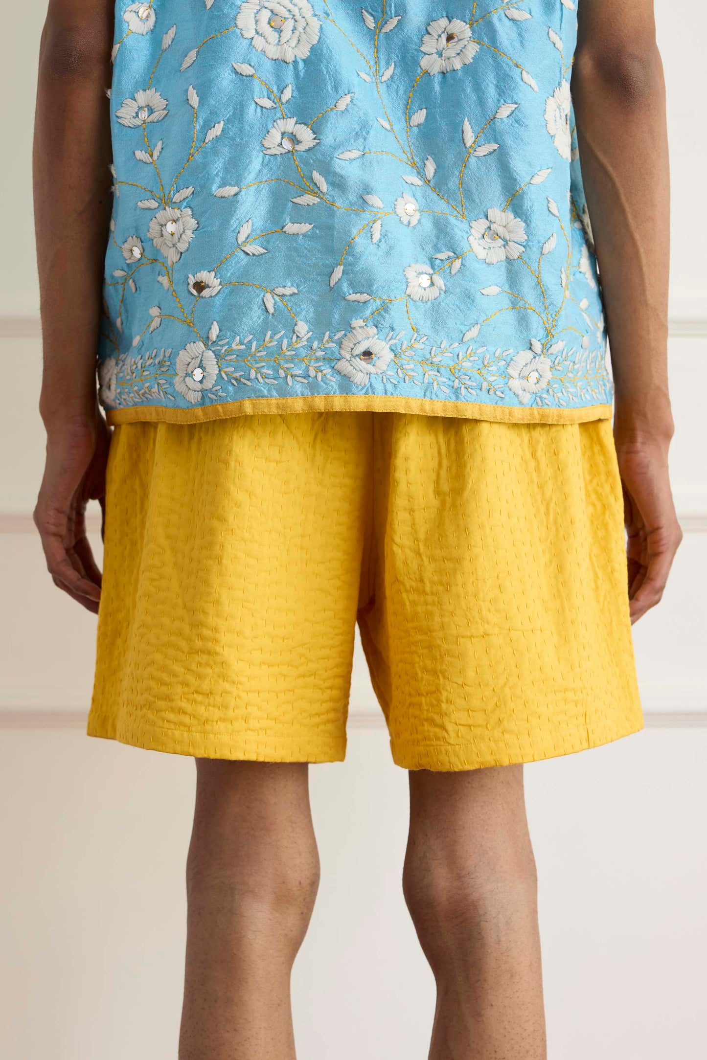 Yellow Kantha Shorts