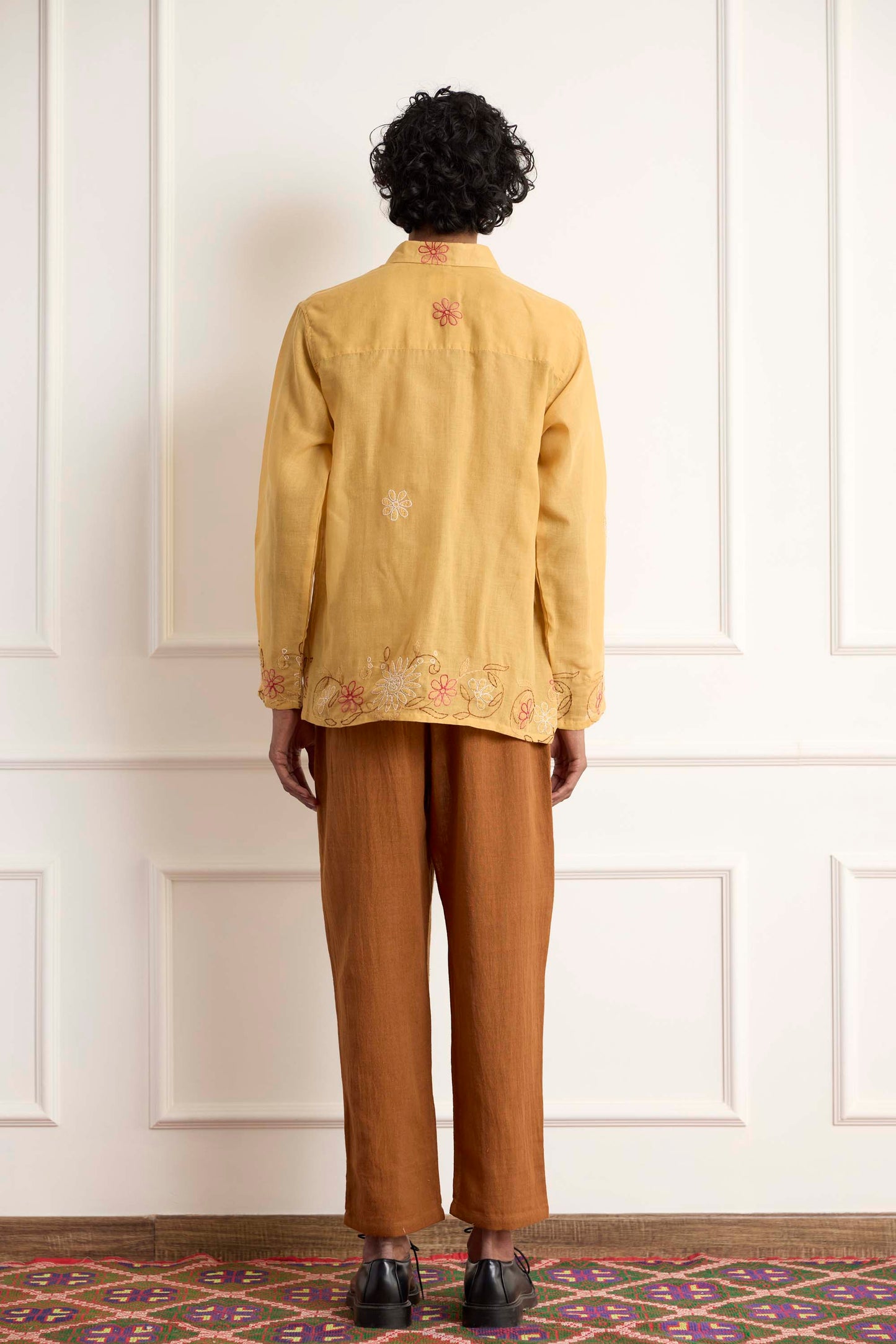 Mustard Long Sleeve Embroidered Shirt