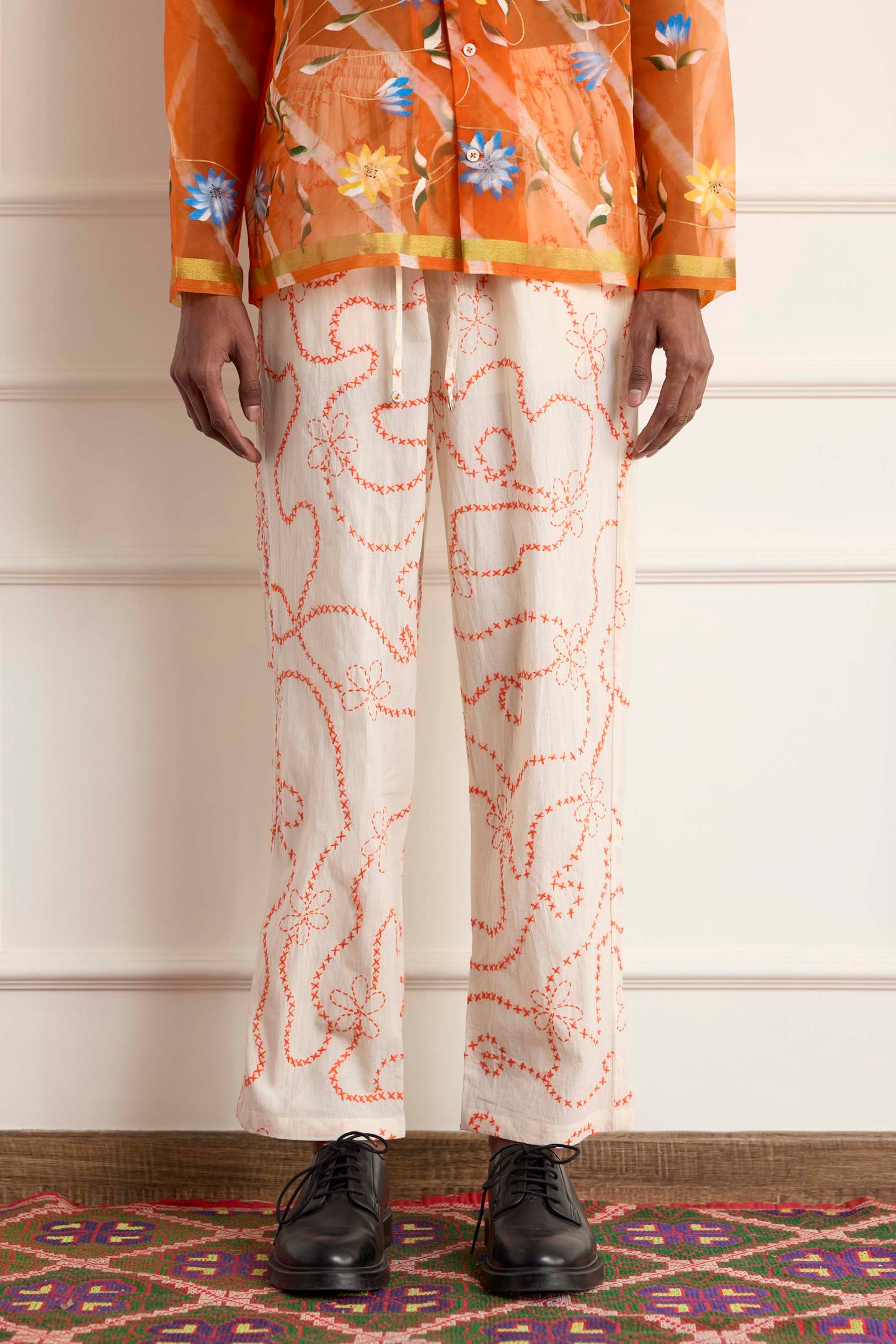 Cross Embroidery Pants