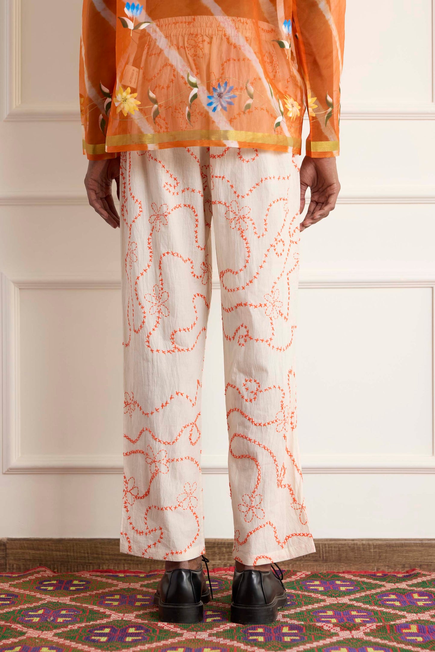 Cross Embroidery Pants